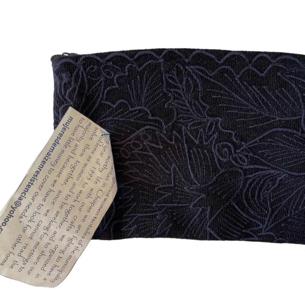 Made in Mexico Blue Embroidered Make-up Bag NWT